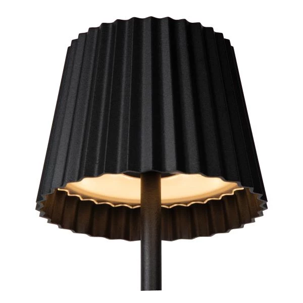 Lucide JUSTINE - Lampe de table Rechargeable Intérieur/Extérieur - Batterie/Piles - LED Dim. - 1x2W 2700K - IP54 - Avec station de charge sans fil - Noir - détail 4